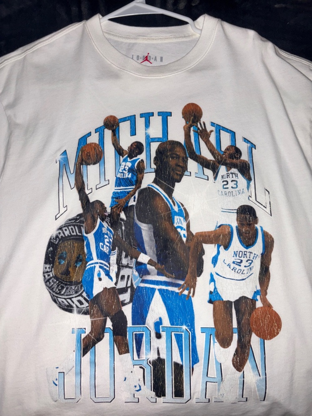 Jordan White Blue North Carolina Michael Jordan Collage Graphic Tee